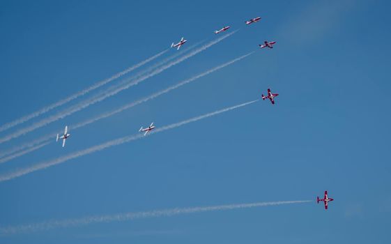 Snowbirds Acrobatic Flight Team flying in Moose Jaw Saskatchewan