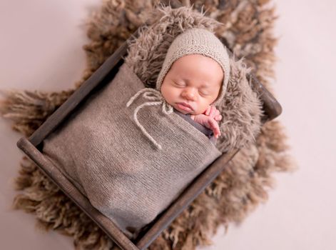 Cute sleeping newborn baby boy