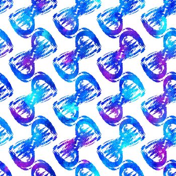 Brush Stroke Geometric Grung Pattern Seamless in Blue Color Background. Gunge Collage Watercolor Texture for Teen and School Kids Fabric Prints Grange Design.