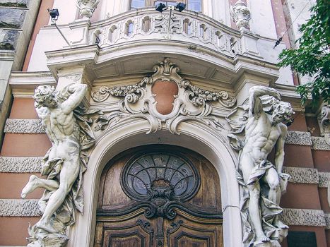 Narrow courtyards in the city, the old stone road. Street in the city of Lviv Ukraine