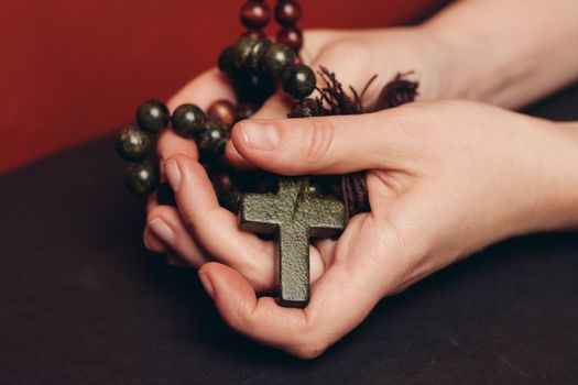 Orthodox cross beads meditation religion catholicism. High quality photo