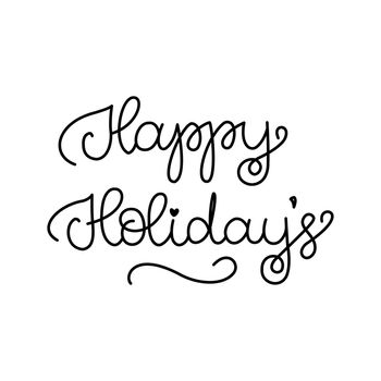 Happy Holidays. Black hand drawn lettering on white background.
