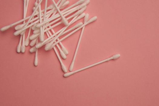 cotton swabs hygiene protection sanitation pink background. High quality photo