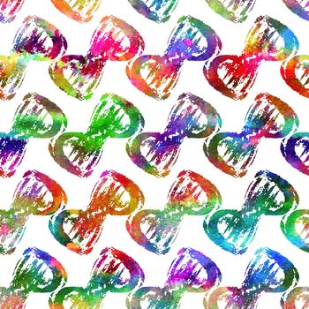 Brush Stroke Geometric Grung Pattern Seamless in Rainbow Color Background. Gunge Collage Watercolor Texture for Teen and School Kids Fabric Prints Grange Design.