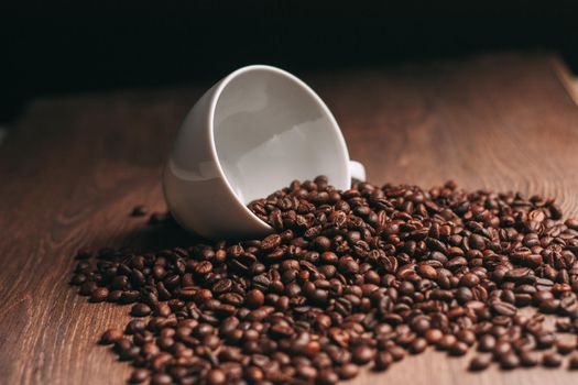 a cup of coffee freshly brewed beverage close-up food. High quality photo