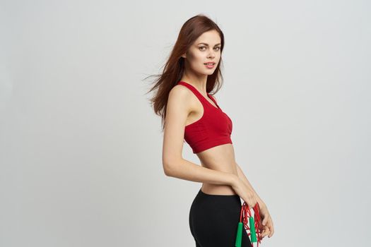 cheerful sportswoman workout health slim figure active lifestyle. High quality photo