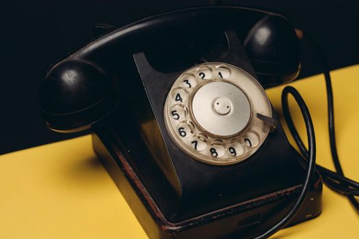 retro telephone nostalgia communication antique close-up technology. High quality photo