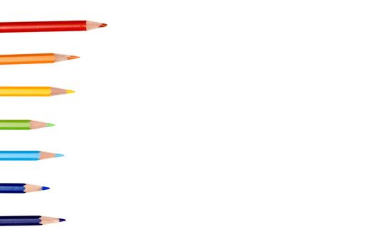 Colorful rainbow pencil color frame border background. Colorful pencil color frame border on white backgroun.