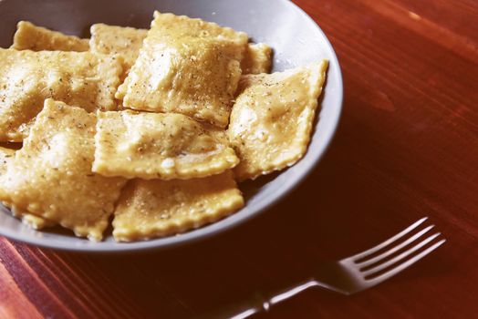 Plate with authentic ravioli