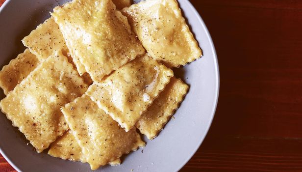 Plate with authentic ravioli