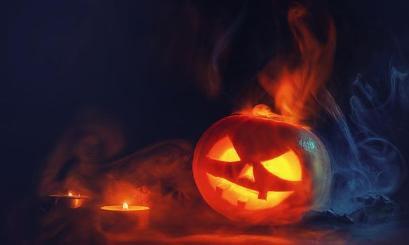 Halloween Pumpkins On Wood 