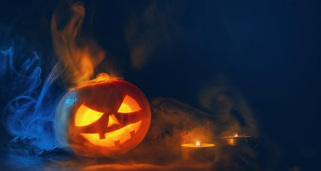 Halloween Pumpkins On Wood 