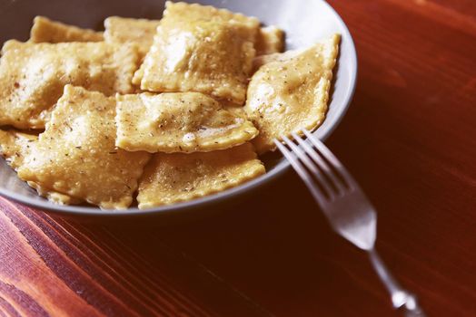 Plate with authentic ravioli