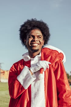 Portrait of african american santa claus with afro hair