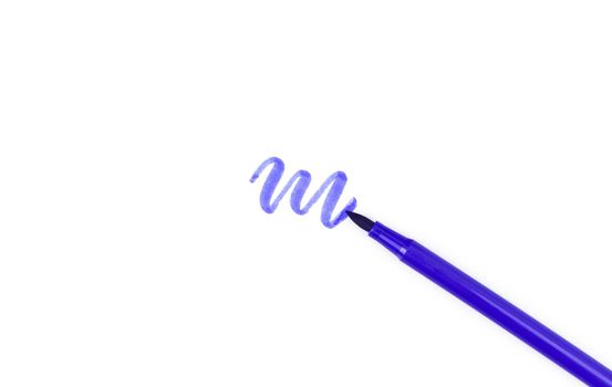 Purple pen marker isolated on white background.