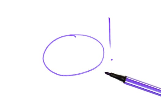 Purple circle with exclamation mark and a purple marker on a white background with an empty space for text.