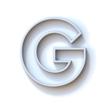 Grey extruded outlined font with shadow Letter G 3D rendering illustration isolated on white background