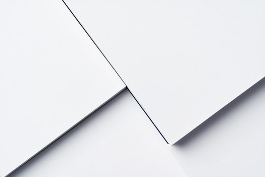 Background of blank business cards, copy space, top view