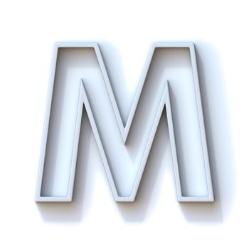 Grey extruded outlined font with shadow Letter M 3D rendering illustration isolated on white background