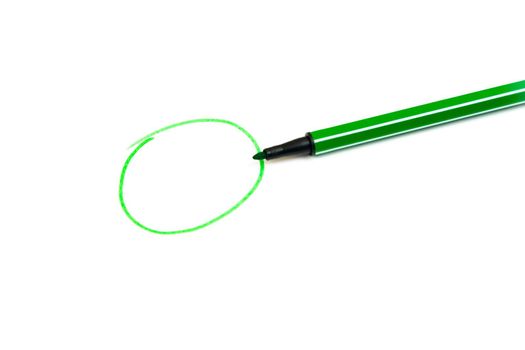 Green circle and a green marker on a white background with an empty space for text.