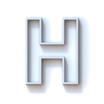 Grey extruded outlined font with shadow Letter H 3D rendering illustration isolated on white background