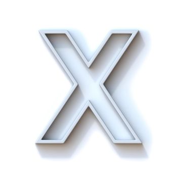 Grey extruded outlined font with shadow Letter X 3D rendering illustration isolated on white background