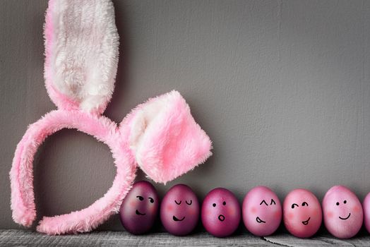 Easter eggs of different colors. symbolism of various races that unites the Easter holiday. the concept of tolerance and interethnic community