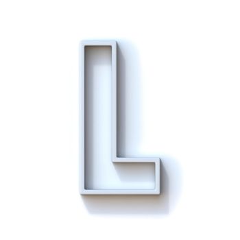 Grey extruded outlined font with shadow Letter L 3D rendering illustration isolated on white background