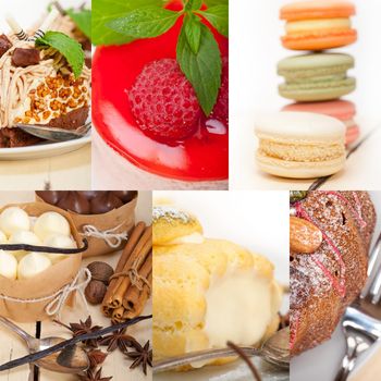 fresh colorful delicious homemade dessert cake selection composition collage 