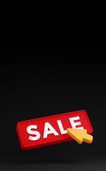 3d black friday sale button with click arrow cursor. Sale banner design discount concept. 3d rendering