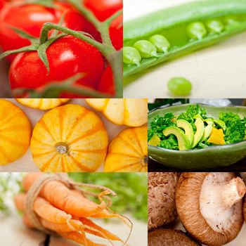 fresh hearthy healthy vegetables selection food collage composition 