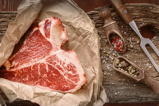 fresh raw tbone steak from a butcher