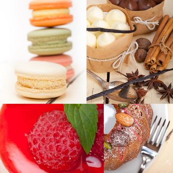 fresh colorful delicious homemade dessert cake selection composition collage 