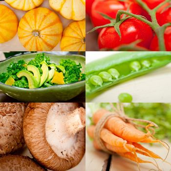 fresh hearthy healthy vegetables selection food collage composition 