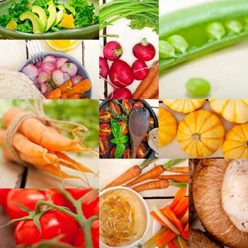 fresh hearthy healthy vegetables selection food collage composition 