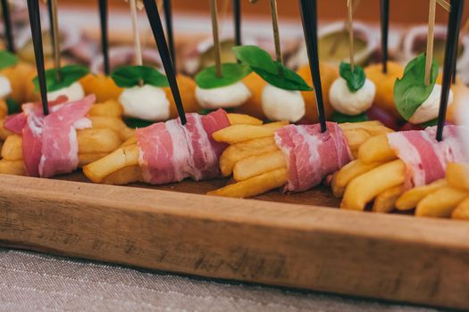 Catering table set service at restaurant before party.