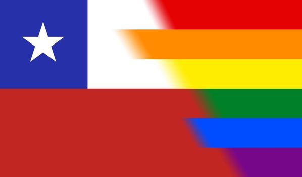 Top view of national lgbt flag of Chile, no flagpole. Plane design, layout. Flag background. Freedom and love concept, Pride month. activism, community and freedom
