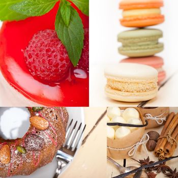 fresh colorful delicious homemade dessert cake selection composition collage 