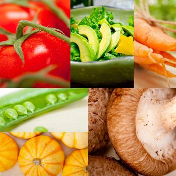 fresh hearthy healthy vegetables selection food collage composition 