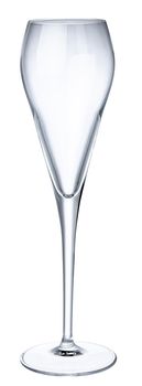 Empty champagne glass isolated on white background close up