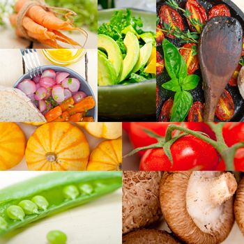 fresh hearthy healthy vegetables selection food collage composition 