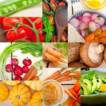 fresh hearthy healthy vegetables selection food collage composition 