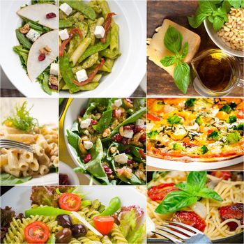 healthy vegetarian pasta soup salad pizza Italian food staples collage