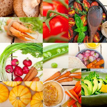 fresh hearthy healthy vegetables selection food collage composition 