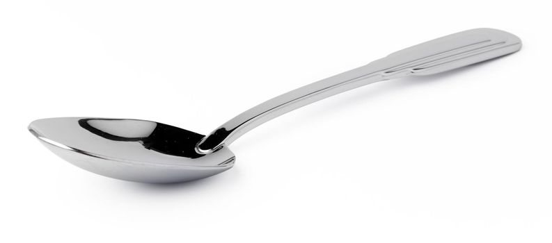 Metal steel spoon isolated on white background, cutlery