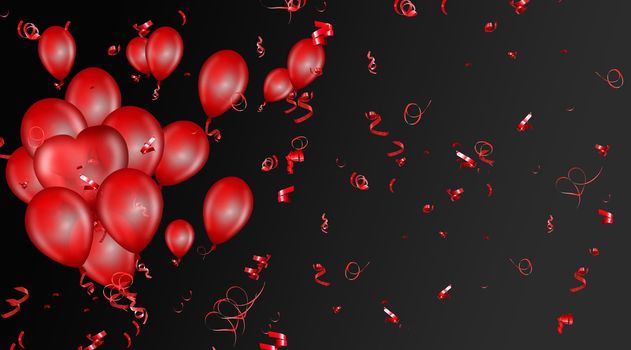 red balloons on a black background