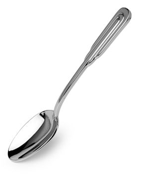 Metal steel spoon isolated on white background, cutlery