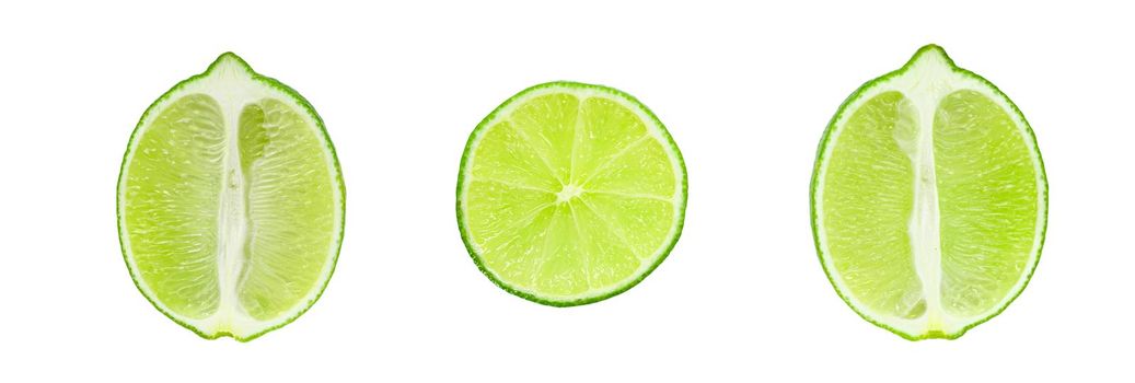 Pieces of lime isolated on white background. High quality photo