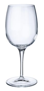 Empty wine glass isolated on white background close up