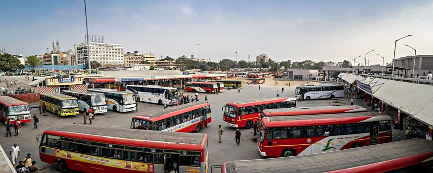 Bengaluru, Karnataka,India-January 24th,2019: View of central bus transport terminus in Bengaluru.